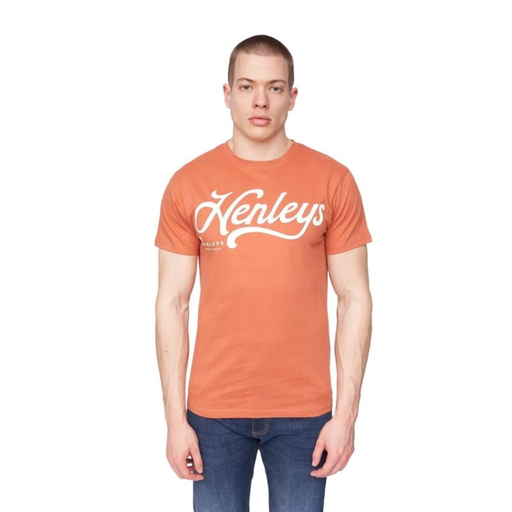 Henleys Mens Scripthen Logo T-Shirt / Brick Red